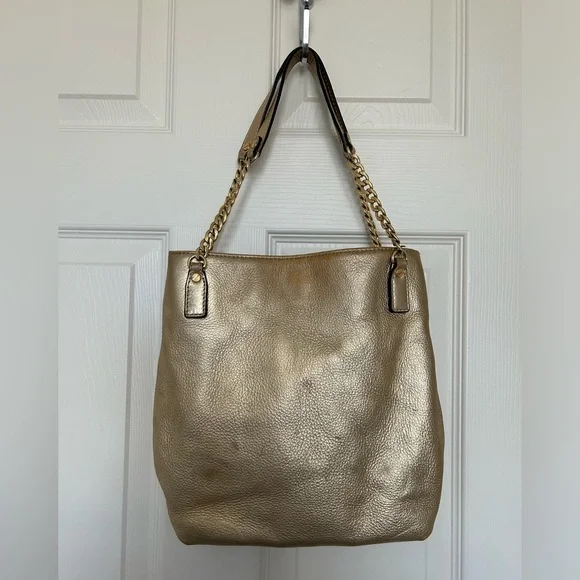 Michael Kors Gold Jet Set Chain messenger crossbody shoulder satchel - Picture 8 of 15